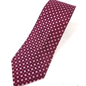 Michael Kors Burgundy Pink Geometric Squares Pattern Silk Men's Neck Tie 3.5"